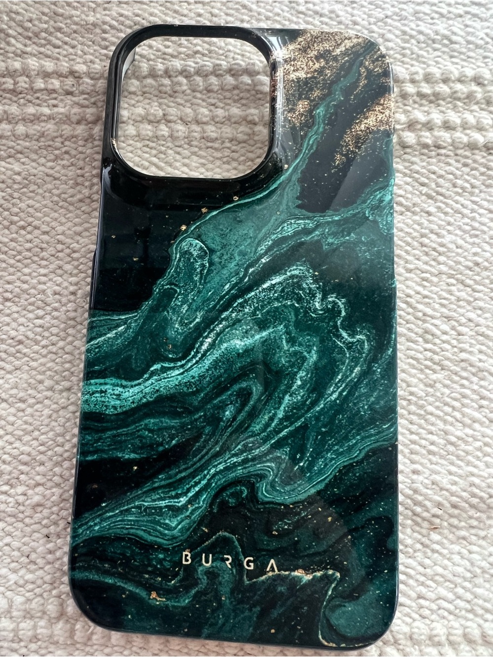 BURGA Emerald Marble Phone Case - Green with Gold Accents